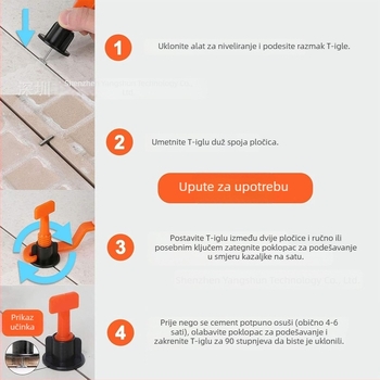 251-dijelni set za niveliranje pločica s zamjenjivim iglama, 1,5 mm T-oblik čelične igle i križni nivelator
