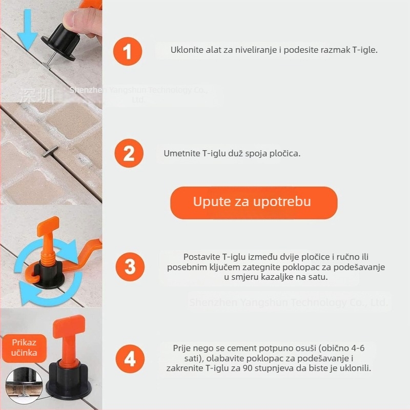 251-dijelni set za niveliranje pločica s zamjenjivim iglama, 1,5 mm T-oblik čelične igle i križni nivelator