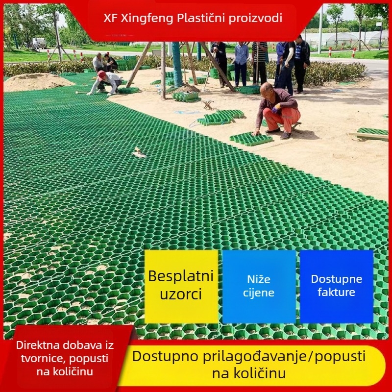 Plastična mreža za sadnju trave – za parkirališta, vatrogasne izlaze, uređenje okoliša, padine i travnate ploče – 500x500x50 mm