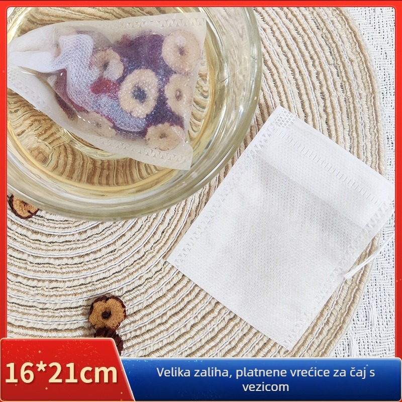 Jednokratne vrećice za čaj 16×21 cm, od netkanog materijala, s vezicom, vrećice za filtriranje hrane, male mjehurične vrećice