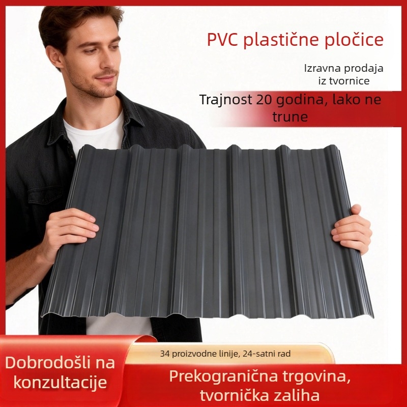 PVC plastične krovišne pločice, valovite ploče za kišne nadstrešnice i građevinske projekte