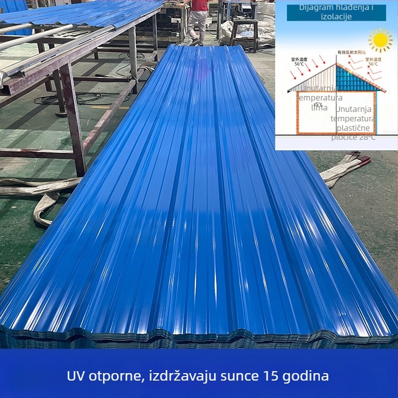 PVC plastične krovišne pločice, valovite ploče za kišne nadstrešnice i građevinske projekte