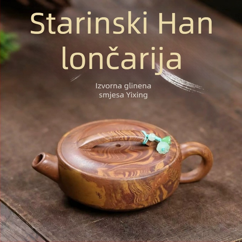 Ručni čajnik od ljubičaste gline, iz originalnog gline, jednostavan dizajn, han stil, Kung Fu čajna set za kućnu uporabu