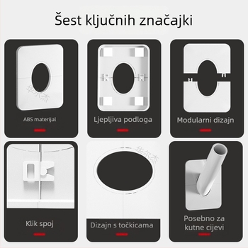 Dekorativni poklop za cijevi na zidu, brtveni poklop za kanalizacijsku cijev Ø50, poklop zida pod kutem od 45° za velike rupe