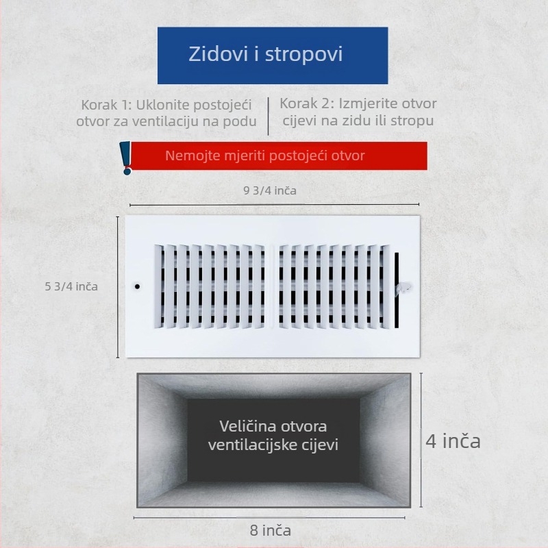 Zračni otvor s rešetkom, dvostrani, od čelika, prilagodljiv HVAC