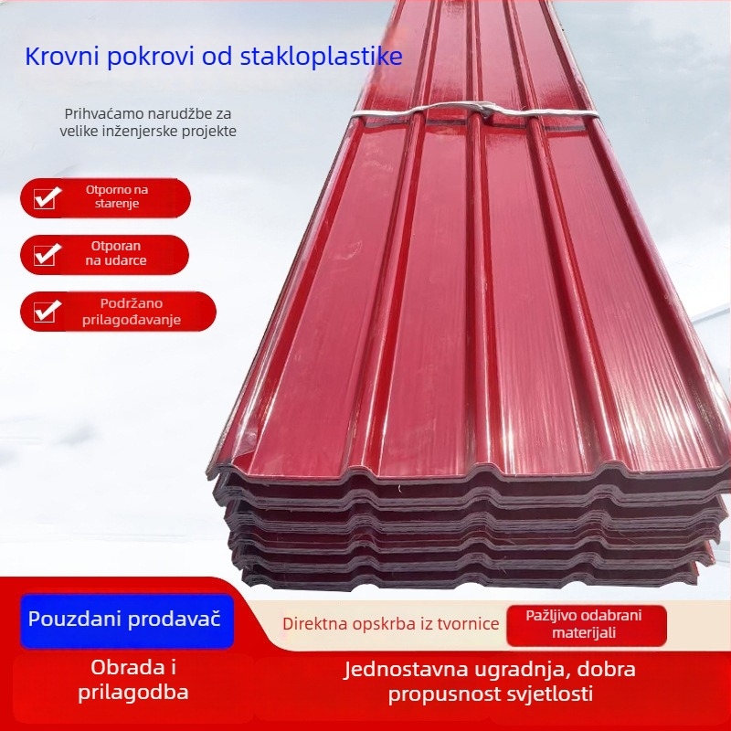 Panel vlaknastog stakla za svjetlarnu s dizajnom smole u valovitom obliku, tip 840, vodootporan prozirni krovni panel