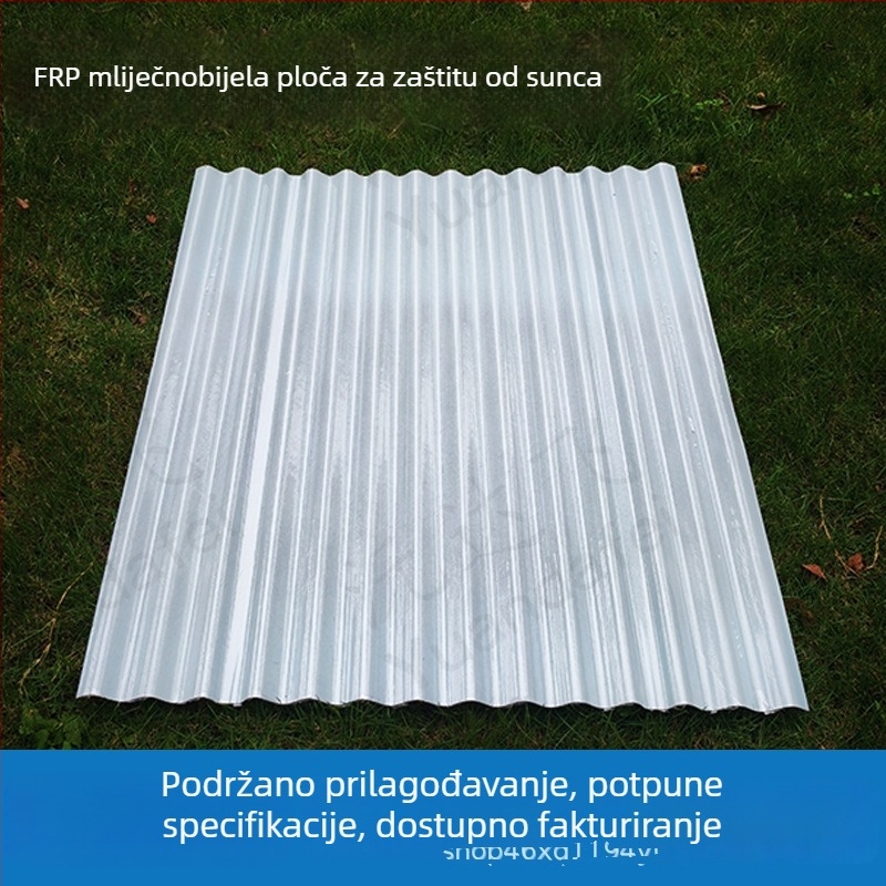 FRP vlaknato staklena valovita ploča, mliječno bijela neproziran panel za osvjetljenje i sjenjenje krova