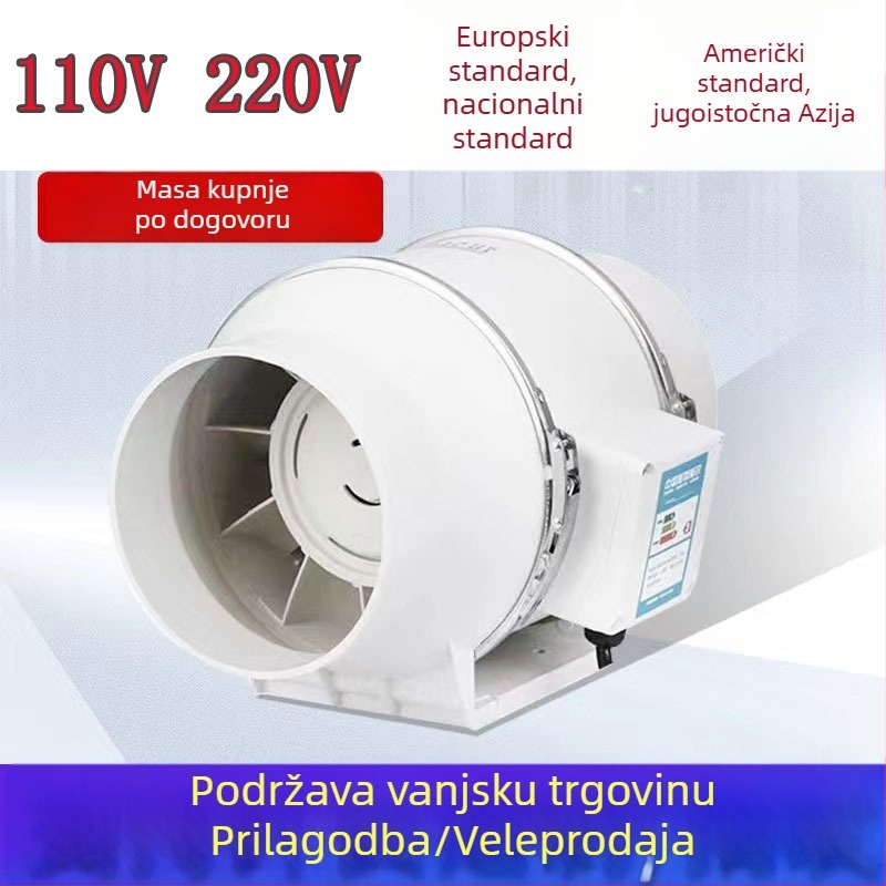 Kanalni ventilator za kuhinju i kupaonu, 6–8 inča, snažan