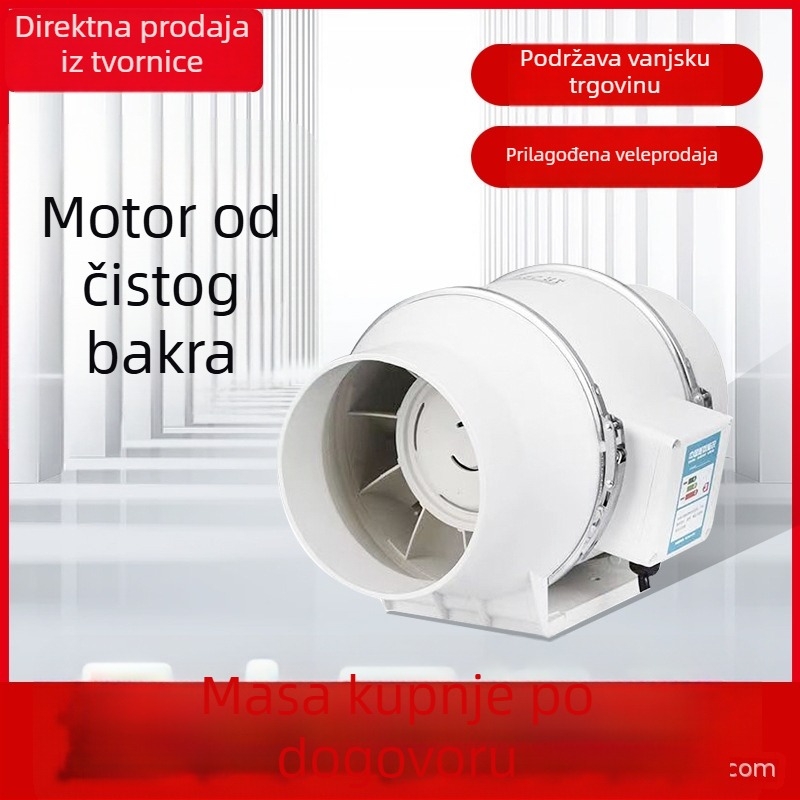 Kanalni ventilator za kuhinju i kupaonu, 6–8 inča, snažan