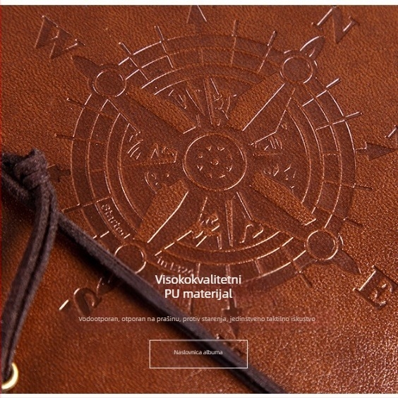 Kožni DIY fotoalbum, ručno izrađeni ljepilni fotoalbum za parove, pomorska tema, memorijalni album za parove.