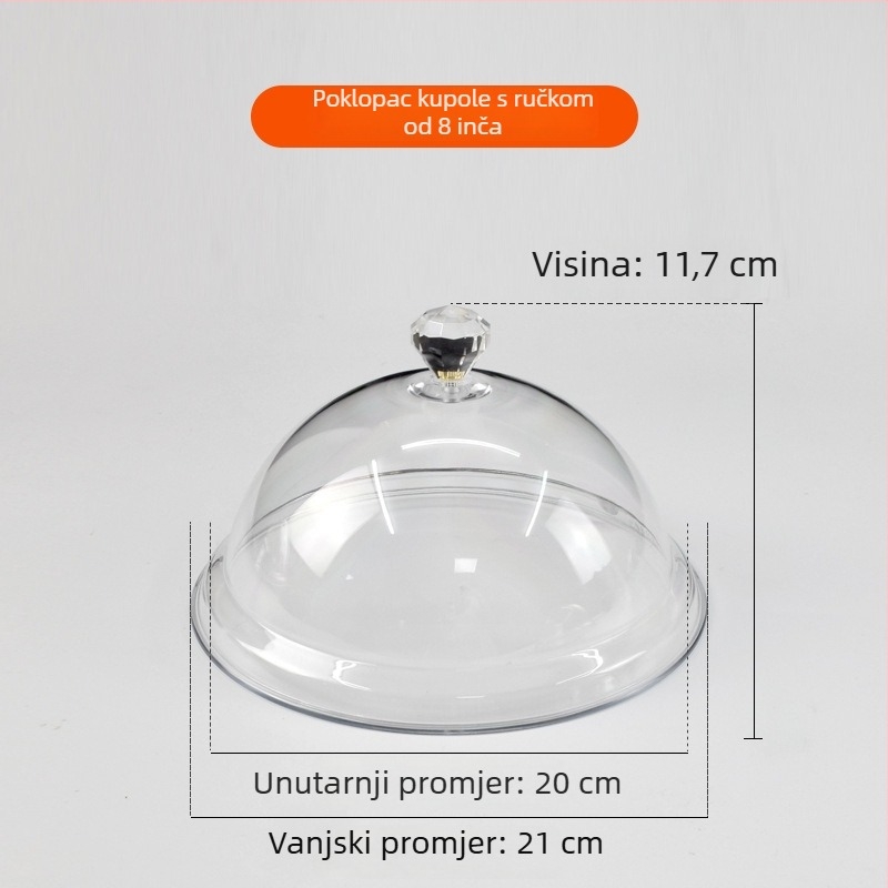 Kružni prozirni plastični poklopac za hranu, poklop za kruh i kolače, otporan na toplinu, čuva svježinu