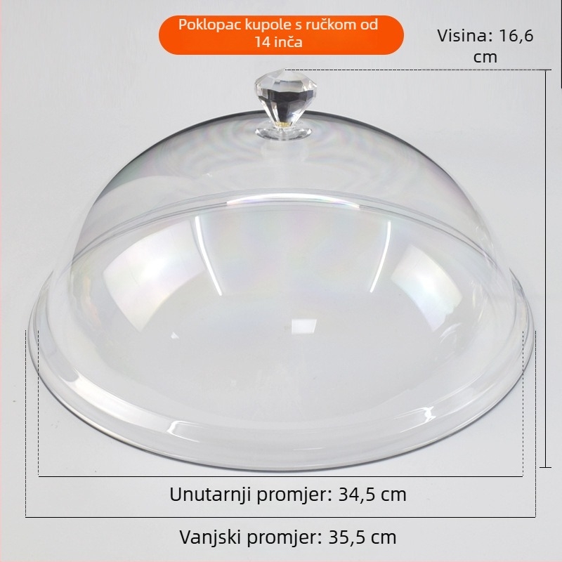 Kružni prozirni plastični poklopac za hranu, poklop za kruh i kolače, otporan na toplinu, čuva svježinu
