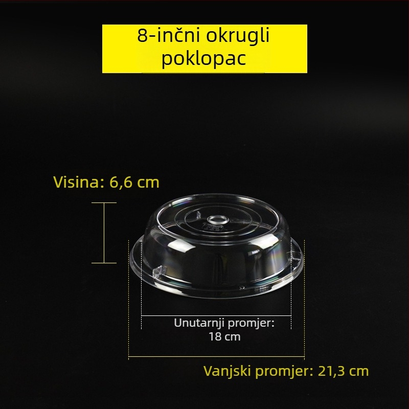 Kružni prozirni plastični poklopac za hranu, poklop za kruh i kolače, otporan na toplinu, čuva svježinu