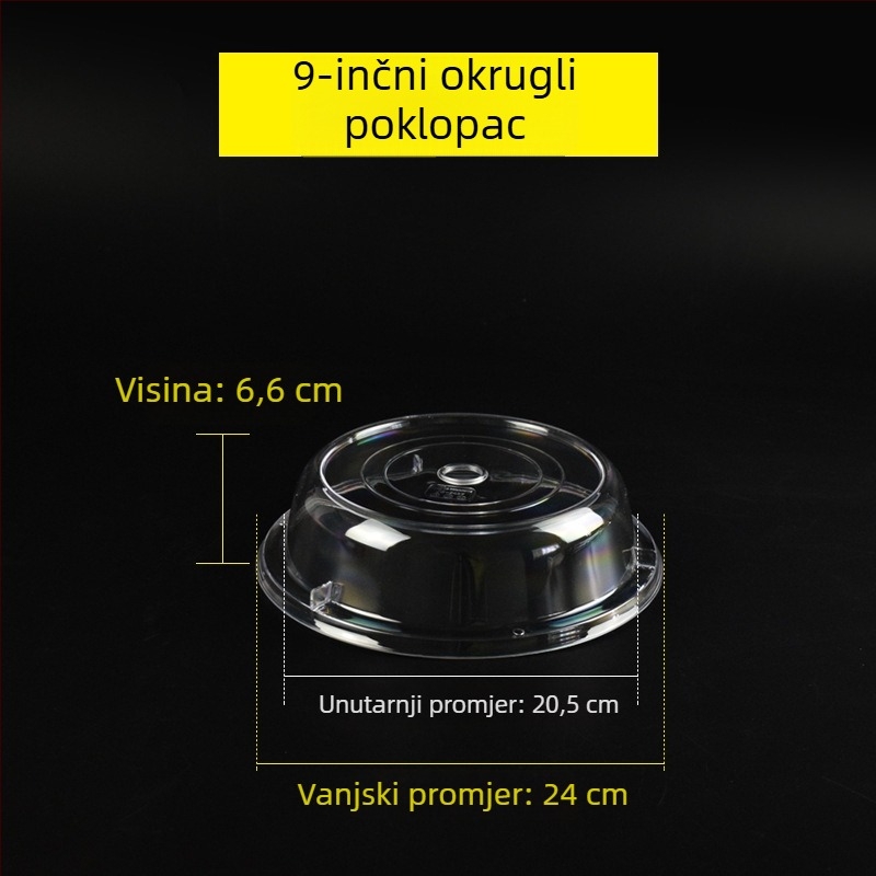 Kružni prozirni plastični poklopac za hranu, poklop za kruh i kolače, otporan na toplinu, čuva svježinu