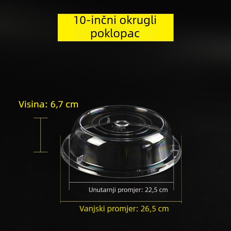 Kružni prozirni plastični poklopac za hranu, poklop za kruh i kolače, otporan na toplinu, čuva svježinu