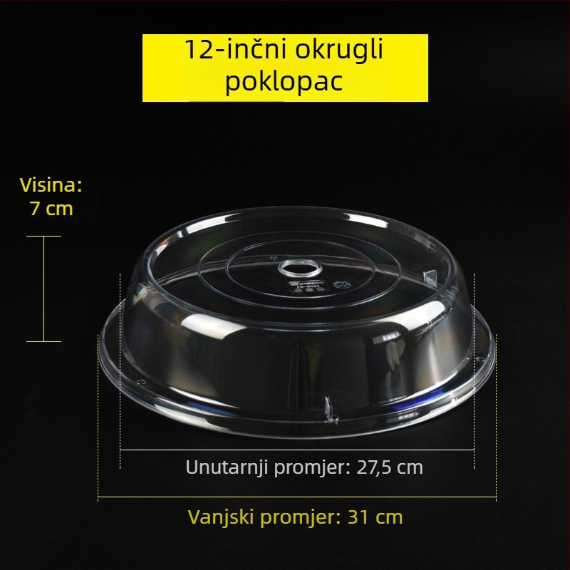Kružni prozirni plastični poklopac za hranu, poklop za kruh i kolače, otporan na toplinu, čuva svježinu