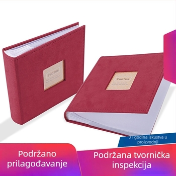 Fotoalbum s dvije odjeljke, zakrivljenim stražnjim dijelom, PU koricom, stranicama s prozorom, šivano povezivanje, crveni, prilagodljiv