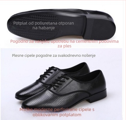 Muške plesne cipele od kože najvišeg sloja s perforacijom za valcer, moderni ples, ples dvorane i kvadratni ples