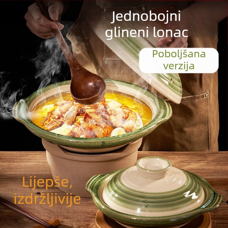 Tradicionalni otporan na visoke temperature plitki keramički lonac za rižu i japanski suhi način kuhanja, pogodan za plinski i električni štednjak