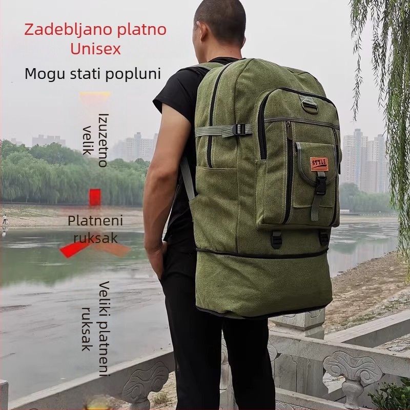 Ruksak od platna velikog kapaciteta, britskog stila, za putovanja i planinarenje, unisex