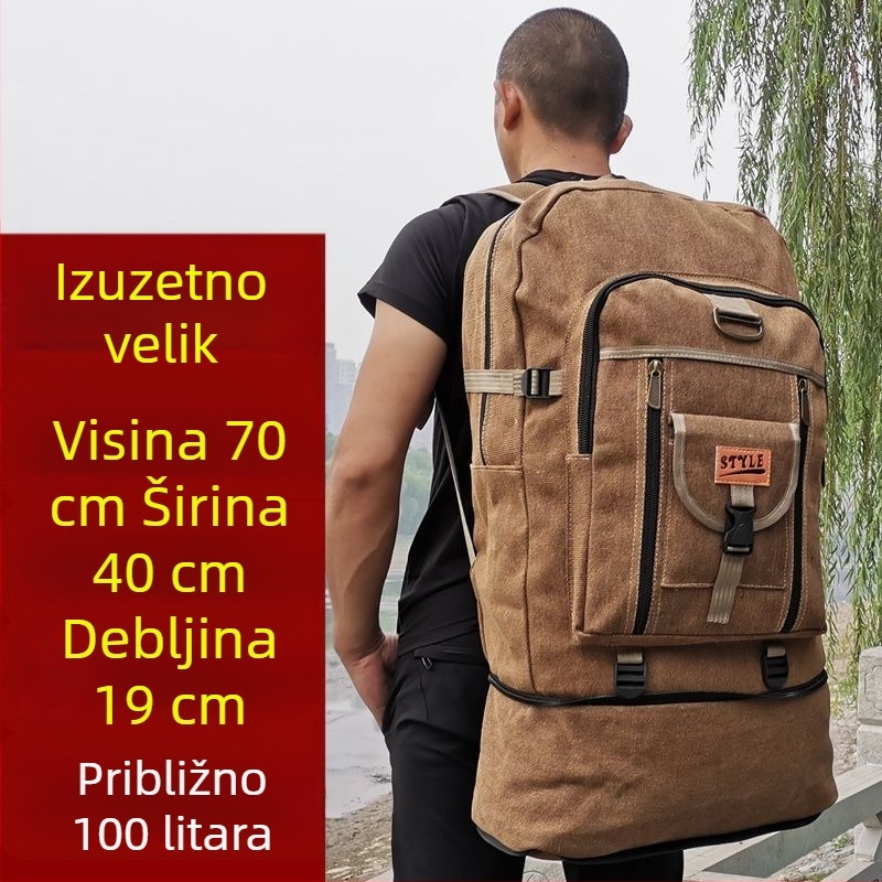 Ruksak od platna velikog kapaciteta, britskog stila, za putovanja i planinarenje, unisex