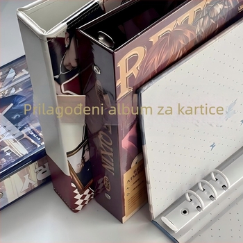 Ispisani PU kartični album s poklopcem, organizator kartica s četiri odjeljka za igre i anime
