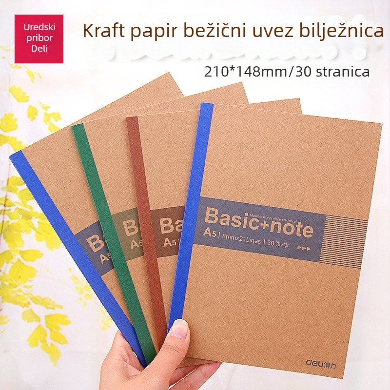 Deli 7672 bilježnica s mekim uvezom, format A5, 30 stranica, kožna korica