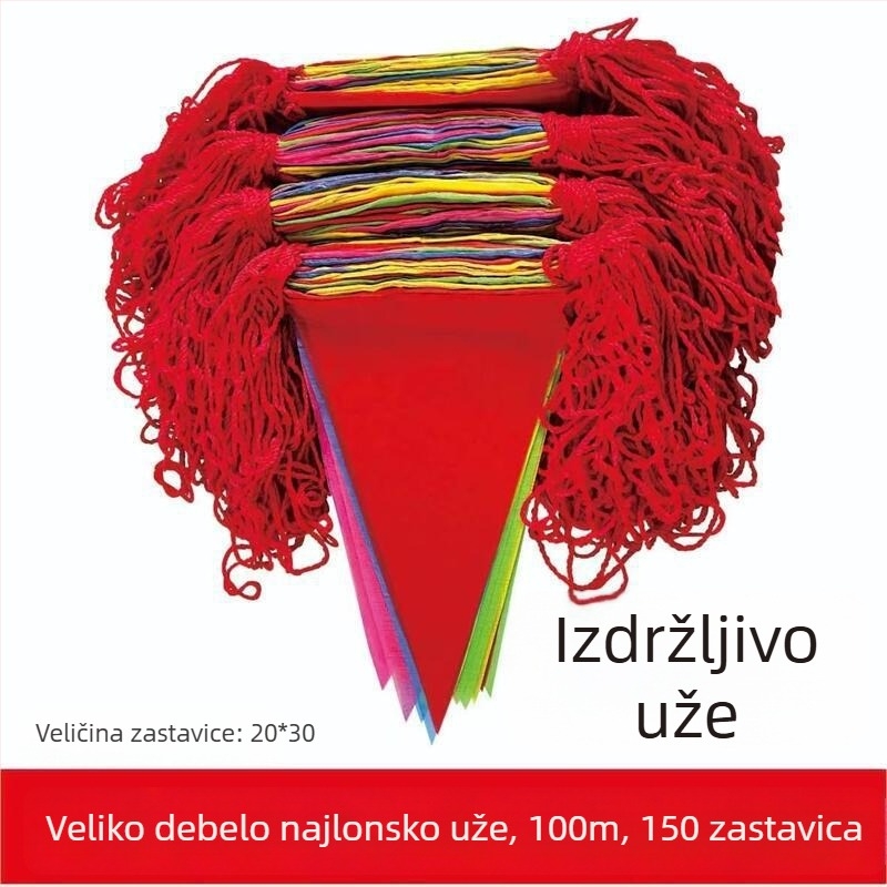 Trobojne trokutaste zastavice – vanjska dekoracija za vjenčanja, dvorište i proslave