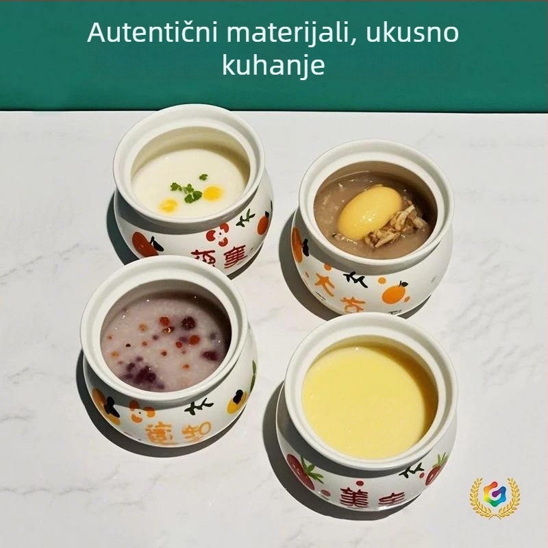 Keramički lonac za dinstanje s poklopcem, za kućnu upotrebu, glineni lonac za kuhanje juhe i parenje jaja