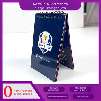 Kompaktni spiralni bilježnica s džepom za kartice, šarena ispis, američki dizajn, veličina A6/A7, mini sjajna korica