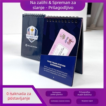 Kompaktni spiralni bilježnica s džepom za kartice, šarena ispis, američki dizajn, veličina A6/A7, mini sjajna korica
