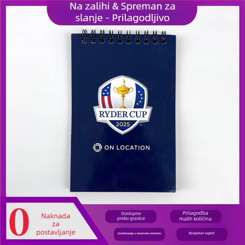Kompaktni spiralni bilježnica s džepom za kartice, šarena ispis, američki dizajn, veličina A6/A7, mini sjajna korica