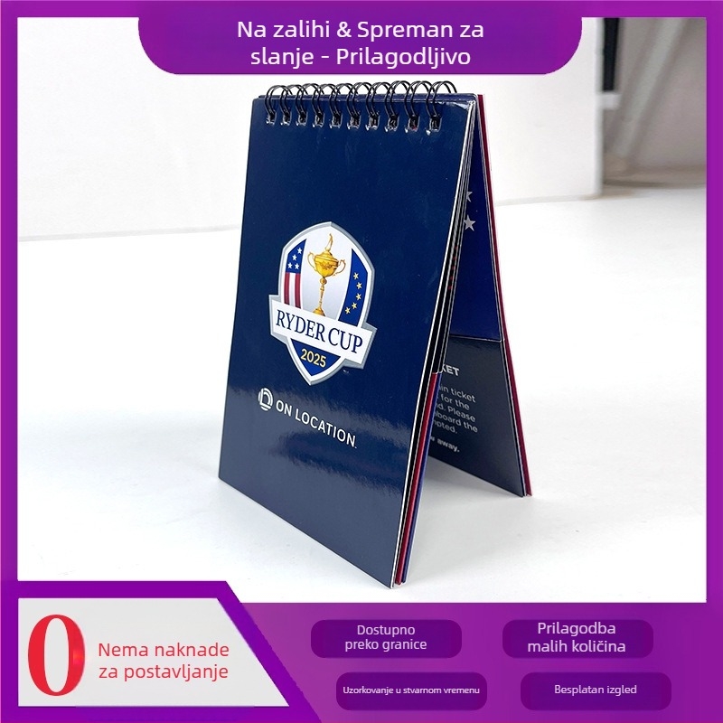 Kompaktni spiralni bilježnica s džepom za kartice, šarena ispis, američki dizajn, veličina A6/A7, mini sjajna korica