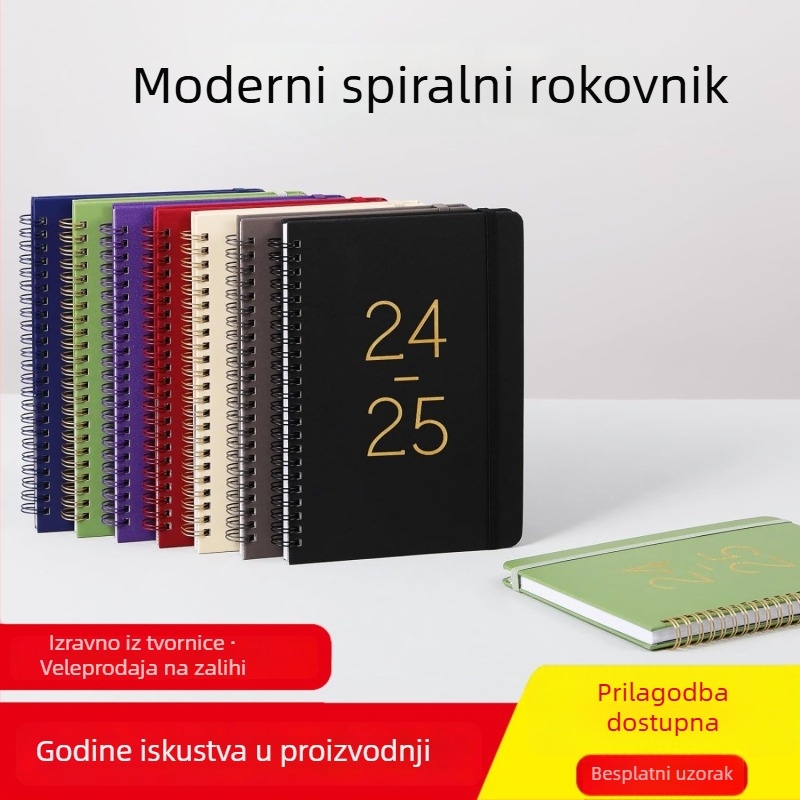 Međunarodni engleski bilježnica A5 sa spiralnim uvezom, tjedni kalendar, plan samodiscipline, prilagodljiv, veleprodaja