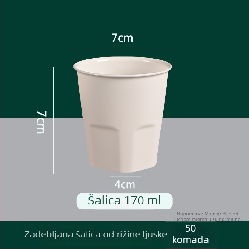 Set jednorazovih posuda od rižine ljuskice — četiri dijela, zdjele i štapići za jelo, kvaliteta hrane, za vruće posude, roštilj i kampiranje
