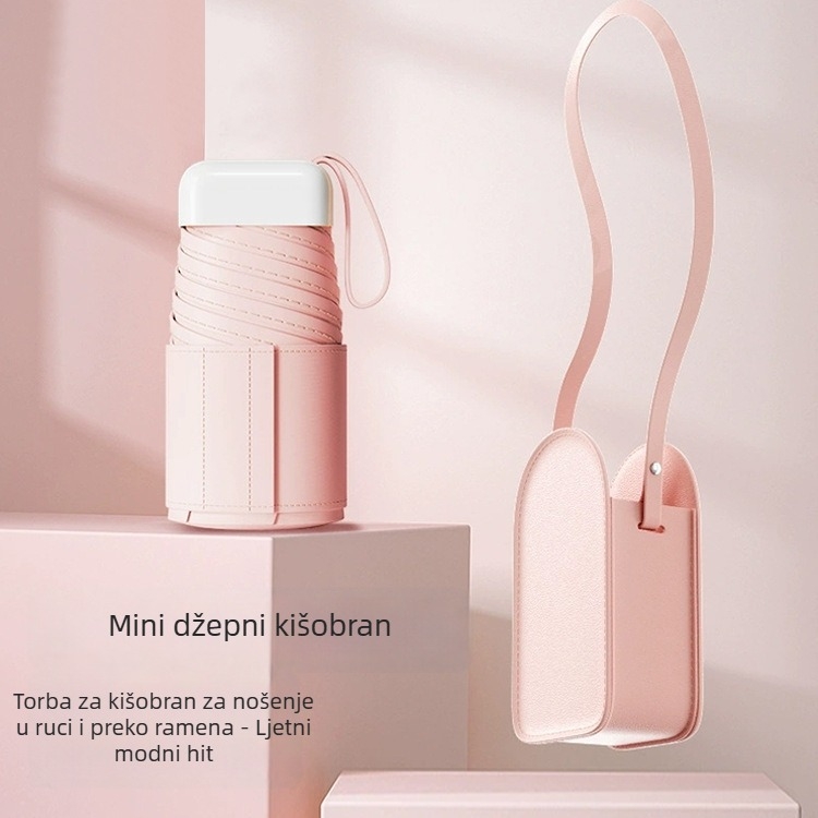Prilagođena kompaktna crossbody torba sa zaštitom od sunca i kiše, mini sklopivi UV kišobran