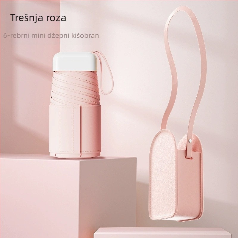 Prilagođena kompaktna crossbody torba sa zaštitom od sunca i kiše, mini sklopivi UV kišobran