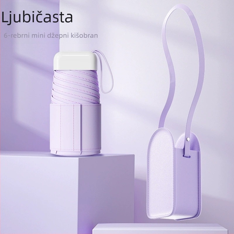 Prilagođena kompaktna crossbody torba sa zaštitom od sunca i kiše, mini sklopivi UV kišobran
