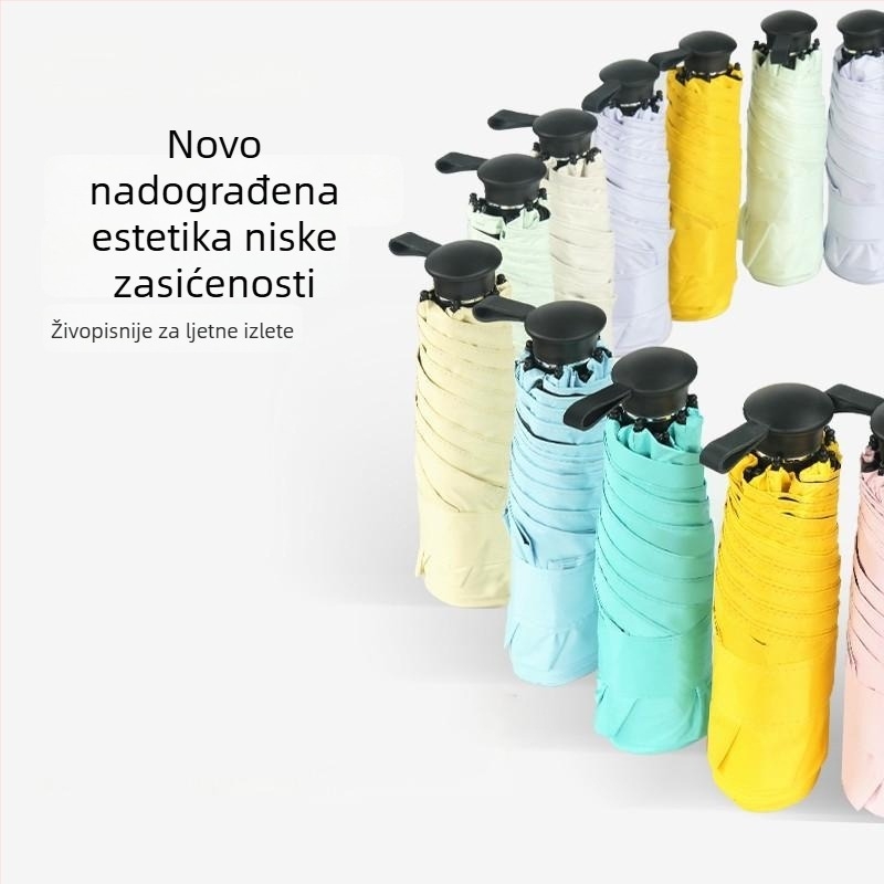 Izuzetno lagani mini kišobran za sunce s skrivenim izvlačnim držačem, dvostruka upotreba za sunce i kišu, poslovni poklon