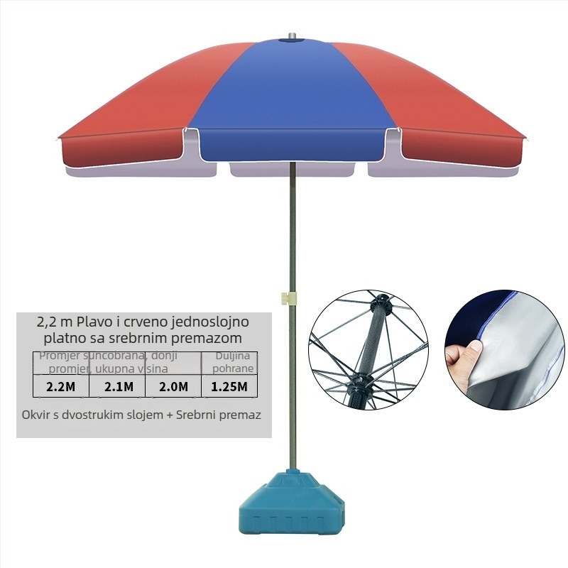 Ogromni vanjski reklamni parasol s UV zaštitom UPF 50+, ručno otvaranje i zatvaranje, mogućnost otiska logotipa
