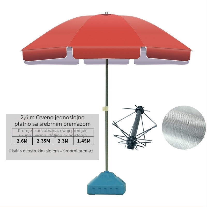 Ogromni vanjski reklamni parasol s UV zaštitom UPF 50+, ručno otvaranje i zatvaranje, mogućnost otiska logotipa