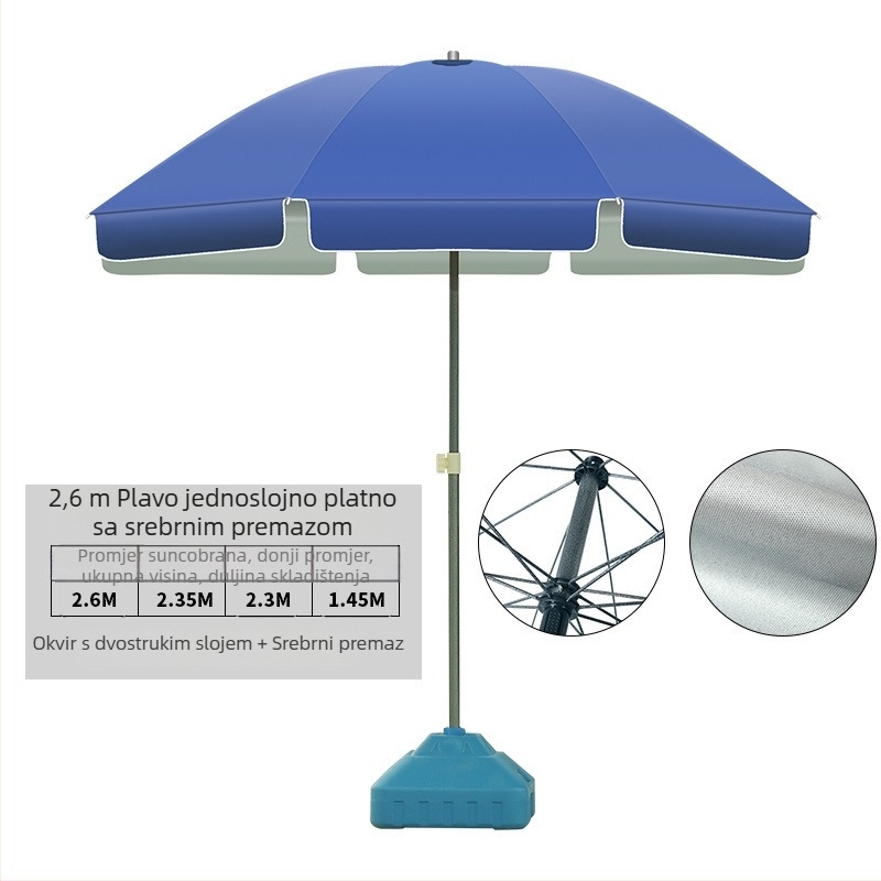 Ogromni vanjski reklamni parasol s UV zaštitom UPF 50+, ručno otvaranje i zatvaranje, mogućnost otiska logotipa
