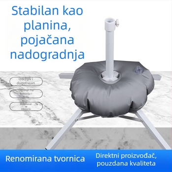 Veliki vanjski suncobran s bazom napunjenom vodom i reklamnom bazom, plastična sklopiva baza
