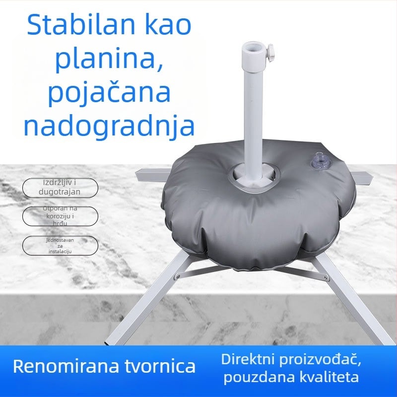 Veliki vanjski suncobran s bazom napunjenom vodom i reklamnom bazom, plastična sklopiva baza