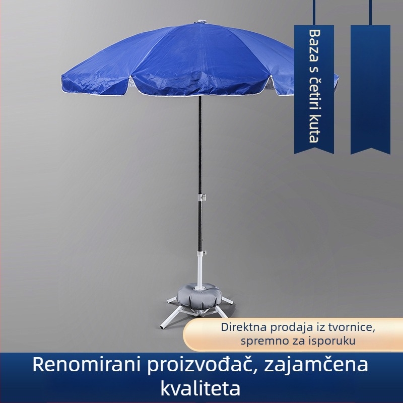 Veliki vanjski suncobran s bazom napunjenom vodom i reklamnom bazom, plastična sklopiva baza