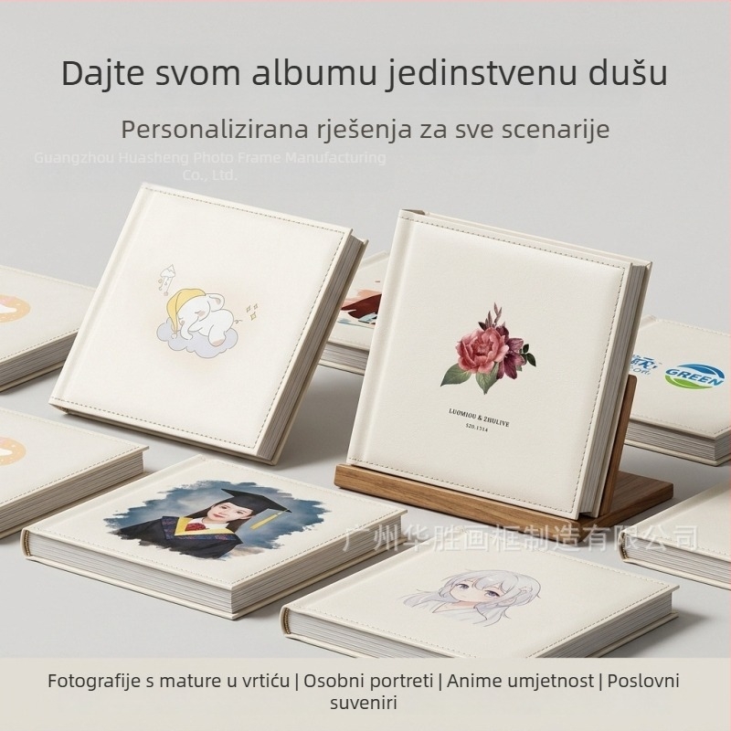 Luksuzni kožni fotoalbum s prilagođenim dizajnom kožne naslovnice, razni motivi naslovnice, ispis i izrada visokorezolucijskih unutarnjih stranica za dječje fotografije