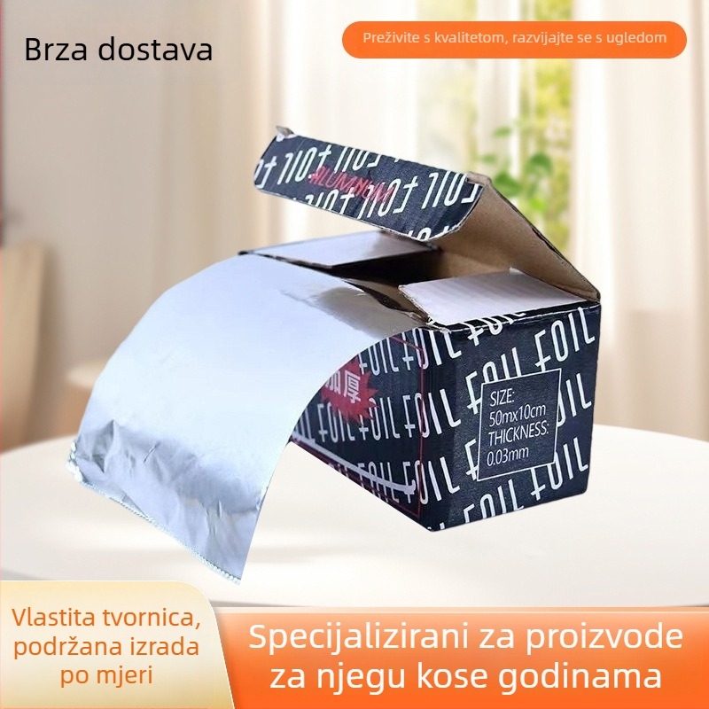 Deblja aluminijska folija za frizerske salone, pogodna za trajnu, bojenje i uklanjanje lakova s noktiju, dimenzije 9,5 cm × 10 m