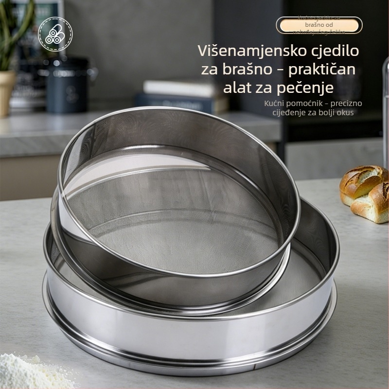 Sito za brašno s finom mrežom, nehrđajući čelik, za pečenje