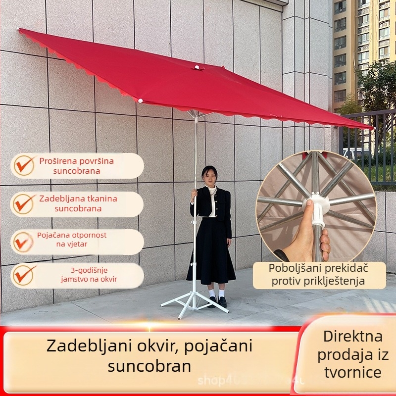 Vanjski suncobran za štandove, otporan na vjetar, vodootporan uz UV zaštitu, sa srebrnim premazom