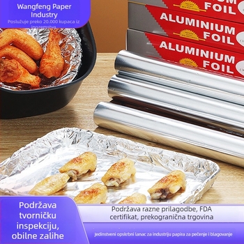 Rola aluminijske folije, širina 30 cm, debljina 15 mm, kućna kuhinja, otporna na visoke temperature, za pečenje i kuhanje, otporno na masnoće